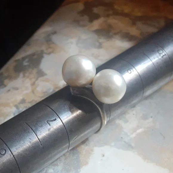Vintage Genuine South Sea PEARL Bypass Sterling Silver Ring Sz 7. 75